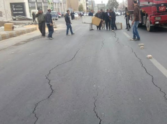 عجلون:تصدع وهبوط احد شوارع عنجرة عجلون:تصدع وهبوط احد شوارع عنجرة