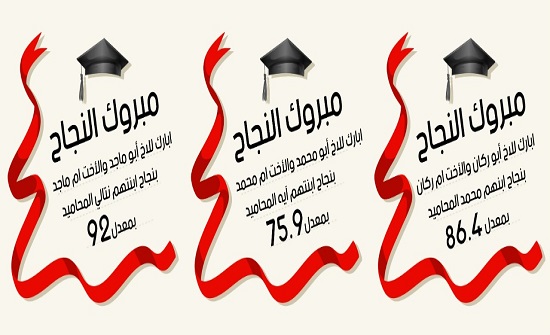 تهنئة لأبناء المحاميد بالنجاح بالتوجيهي تهنئة لأبناء المحاميد بالنجاح بالتوجيهي