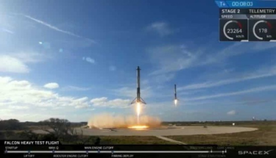 إطلاق صاروخ فالكون هافي FALCON HEAVY الأقوى في العالم حاملًا سيارة ملياردير إطلاق صاروخ فالكون هافي FALCON HEAVY الأقوى في العالم حاملًا سيارة ملياردير