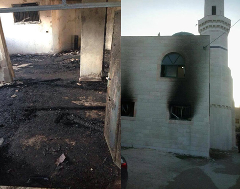 بالصور : مستوطنون يحرقون مسجدا في رام الله
