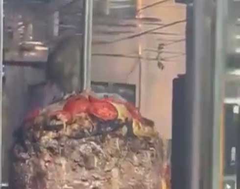 مشهد صادم.. فأر يسرح فوق سيخ شاورما بمطعم في جدة - بالفيديو مشهد صادم.. فأر يسرح فوق سيخ شاورما بمطعم في جدة - بالفيديو