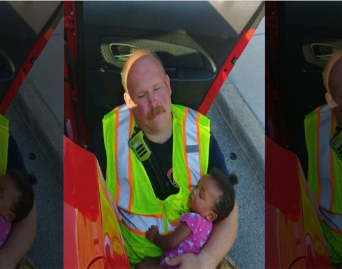صورة تدمي القلوب.. رجل إطفاء يحتضن طفلة بعد حادث سير! صورة تدمي القلوب.. رجل إطفاء يحتضن طفلة بعد حادث سير!