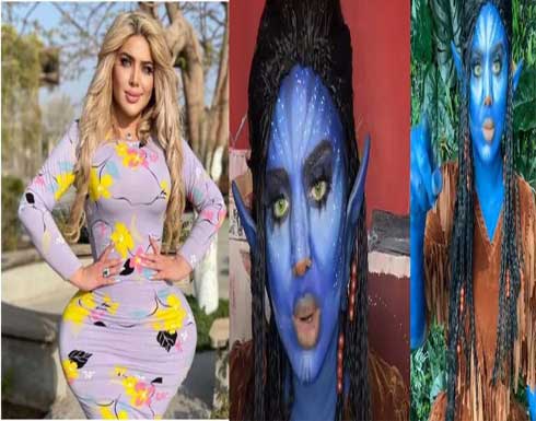 بالفيديو: مروة راتب تطلي نفسها بالأزرق وتتحول إلى أفاتار بالفيديو: مروة راتب تطلي نفسها بالأزرق وتتحول إلى أفاتار