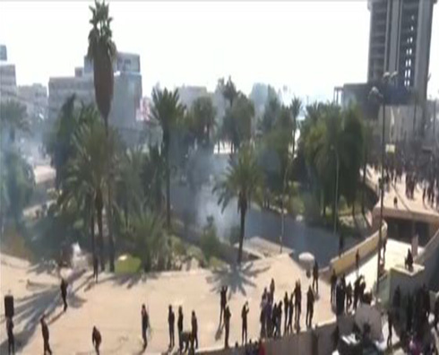 قصف للمنطقة الخضراء والصدر يتبرأ من عنف الاحتجاج قصف للمنطقة الخضراء والصدر يتبرأ من عنف الاحتجاج