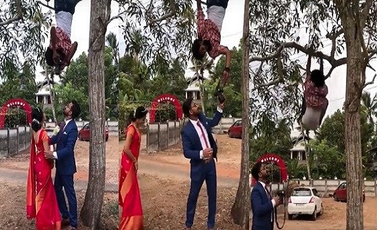 بالفيديو.. مصور يعرض حياته للخطر في جلسة تصوير عروسين بالفيديو.. مصور يعرض حياته للخطر في جلسة تصوير عروسين